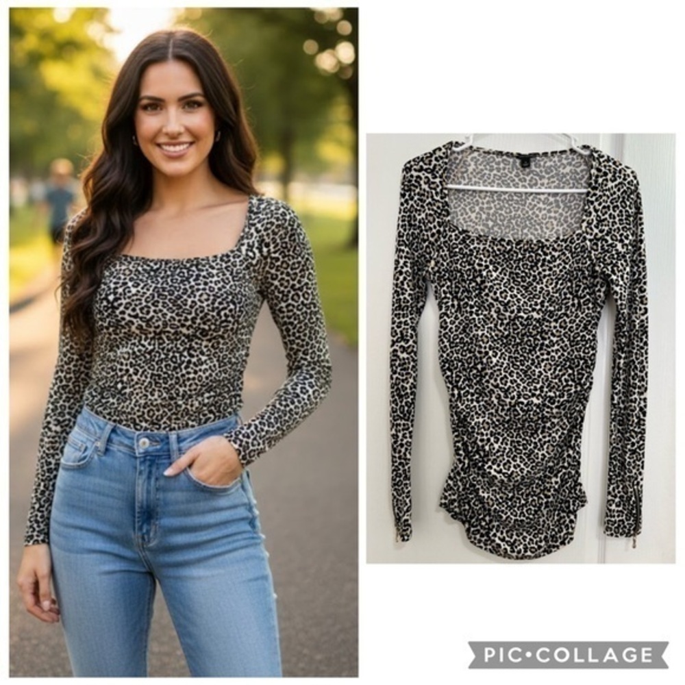 Ann Taylor Animal Print Long Sleeve Top size S